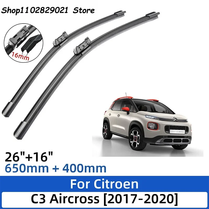 

For Citroen C3 Aircross 2017-2020 26"+16"Front Rear Wiper Blades Brushes Cutter Accessories 2017 2018 2019 2020