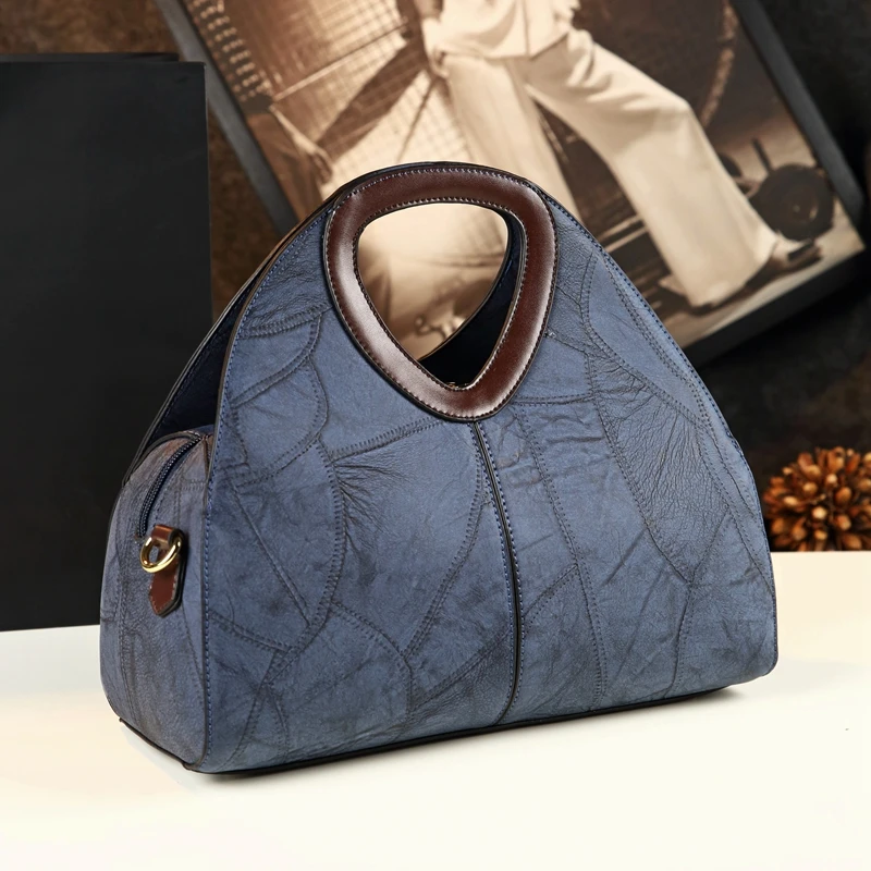 2024 New Light Luxury Fashion Retro Atmosphere One Shoulder Handheld Crossbody Bag Genuine Leather Women's Bag Versatile