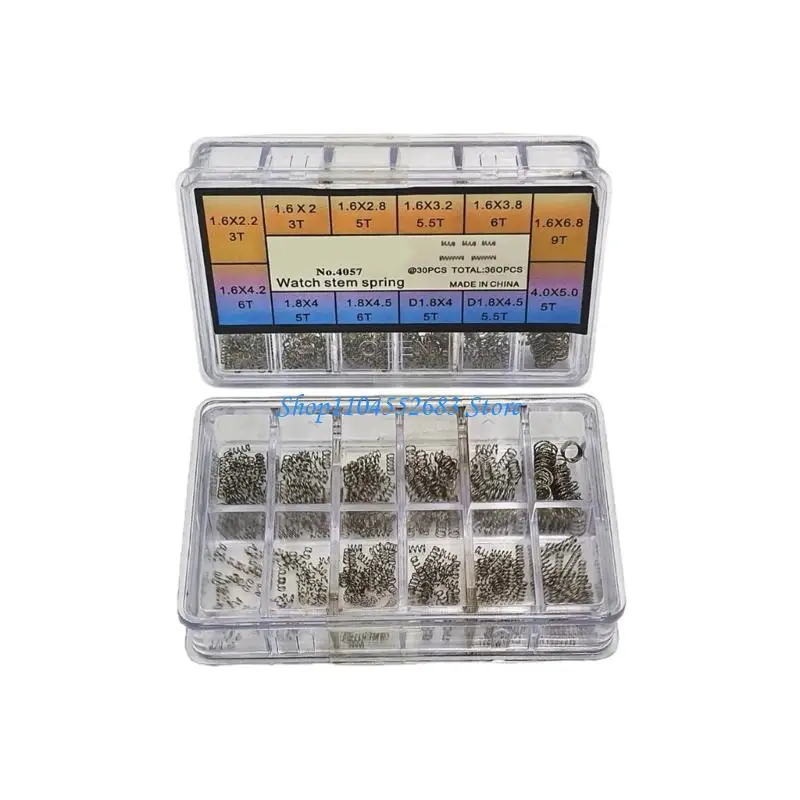 No.4057 Watch Stem Springs, Assorted Repair Spring Set with Storage Case 