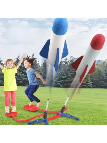 Kids Outdoor Rocket Foot Pump Outdoor Air Pressing Soaring Rocket Suit Jumps Air Powered Rocket Launcher Game Children Toy Gifts