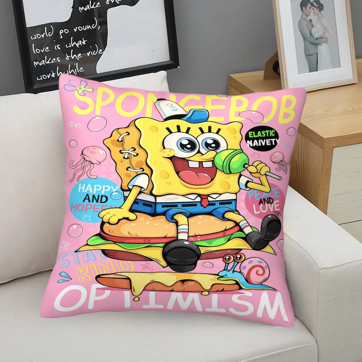 

Подушка-чехол «Домик-ананас» Спанч Боб для подводного мира, с наполнителем, удобная, для дивана/спальни, персонализированная, декоративная, с принтом, для дома