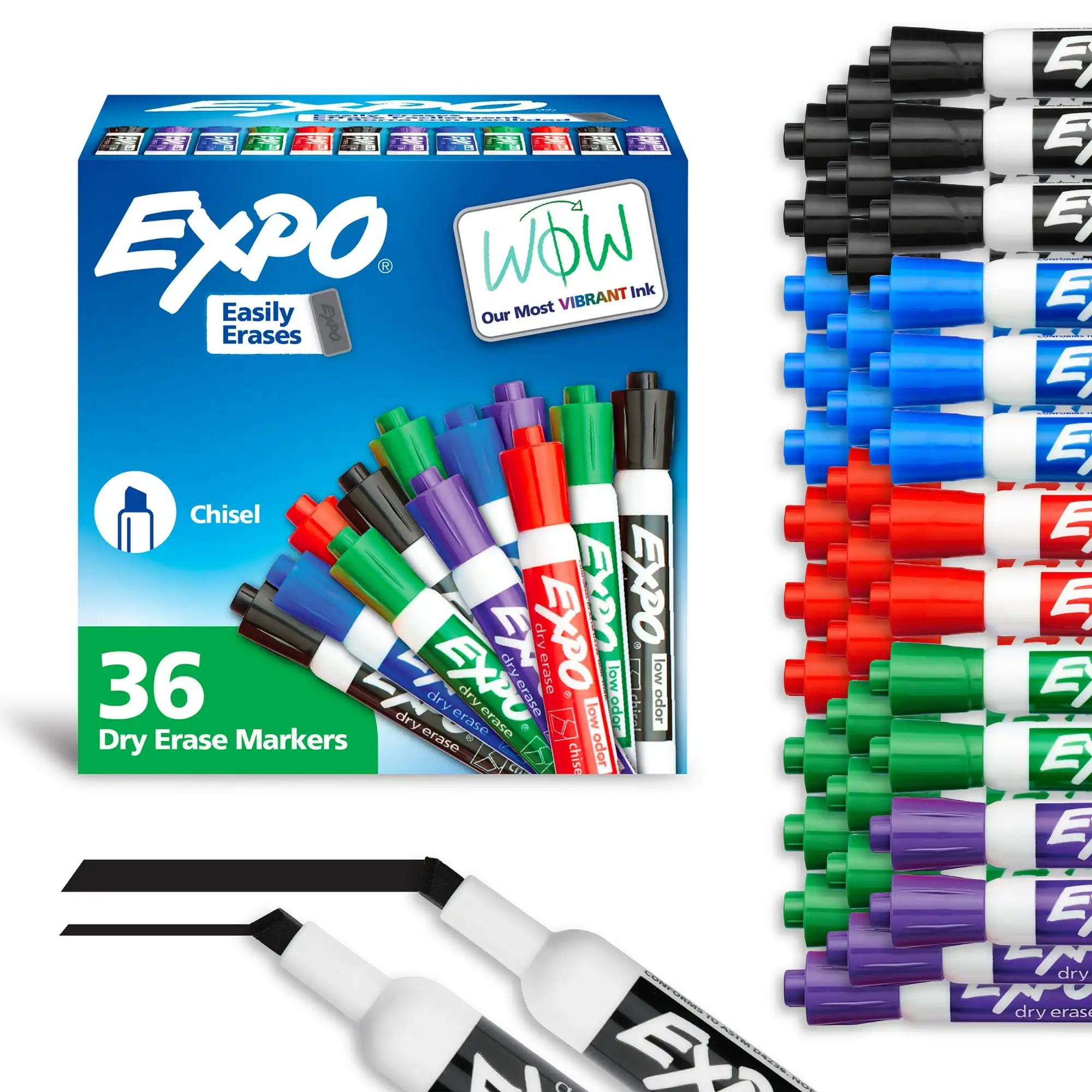 

Dry Erase Markers, Chisel Tip, Assorted Colors, 36 Count