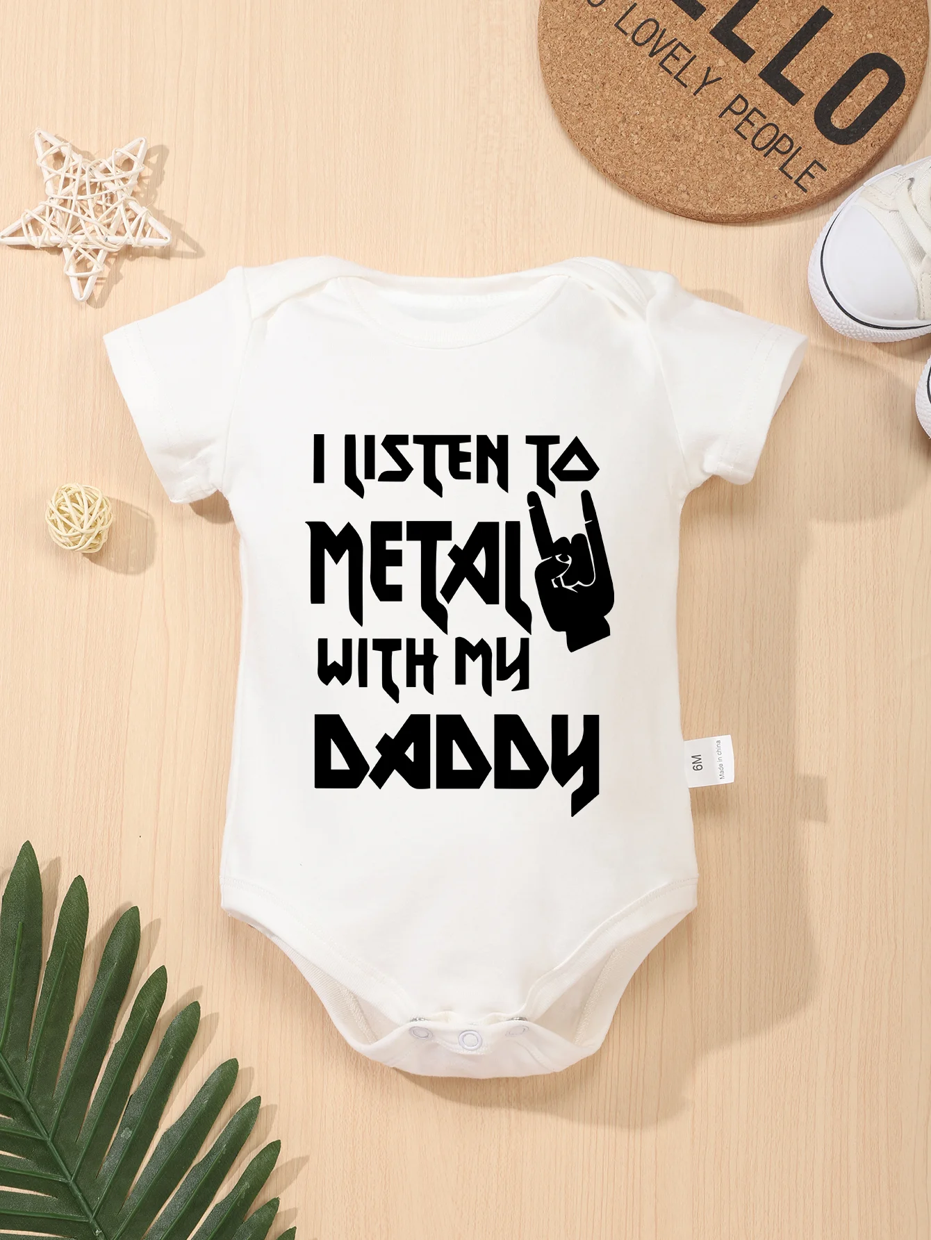 I Listen To Metal with My Daddy Print 0-24M Bodysuit New Style Jumpsuit Baby Boy Girl Clothes Romper Infant Cool Toddler Newborn