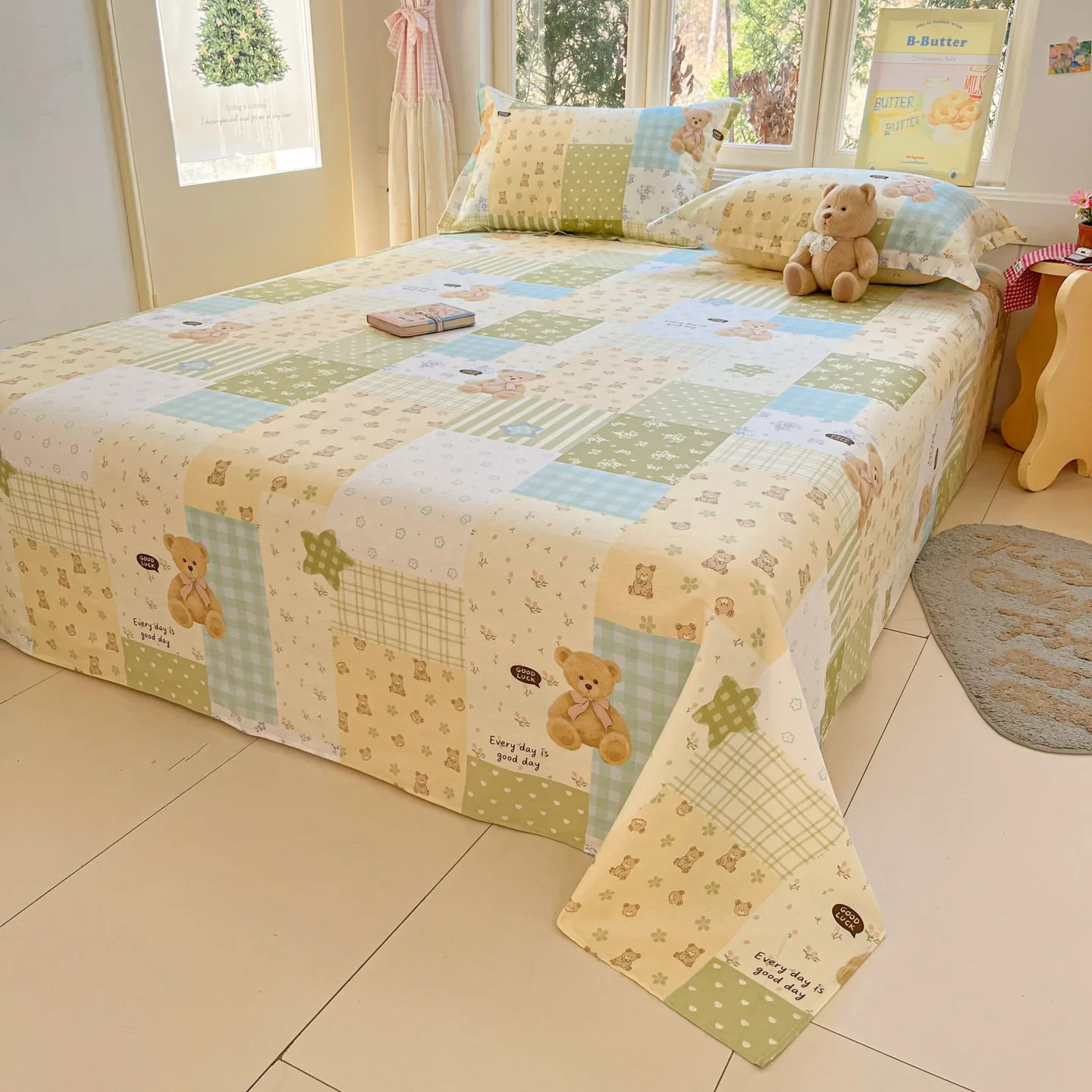 100% Cotton Bed Sheet for Single Double Bed Soft Skin Friendly Floral Printed Flat Sheets and Pillowcases All Season Bedsheets
