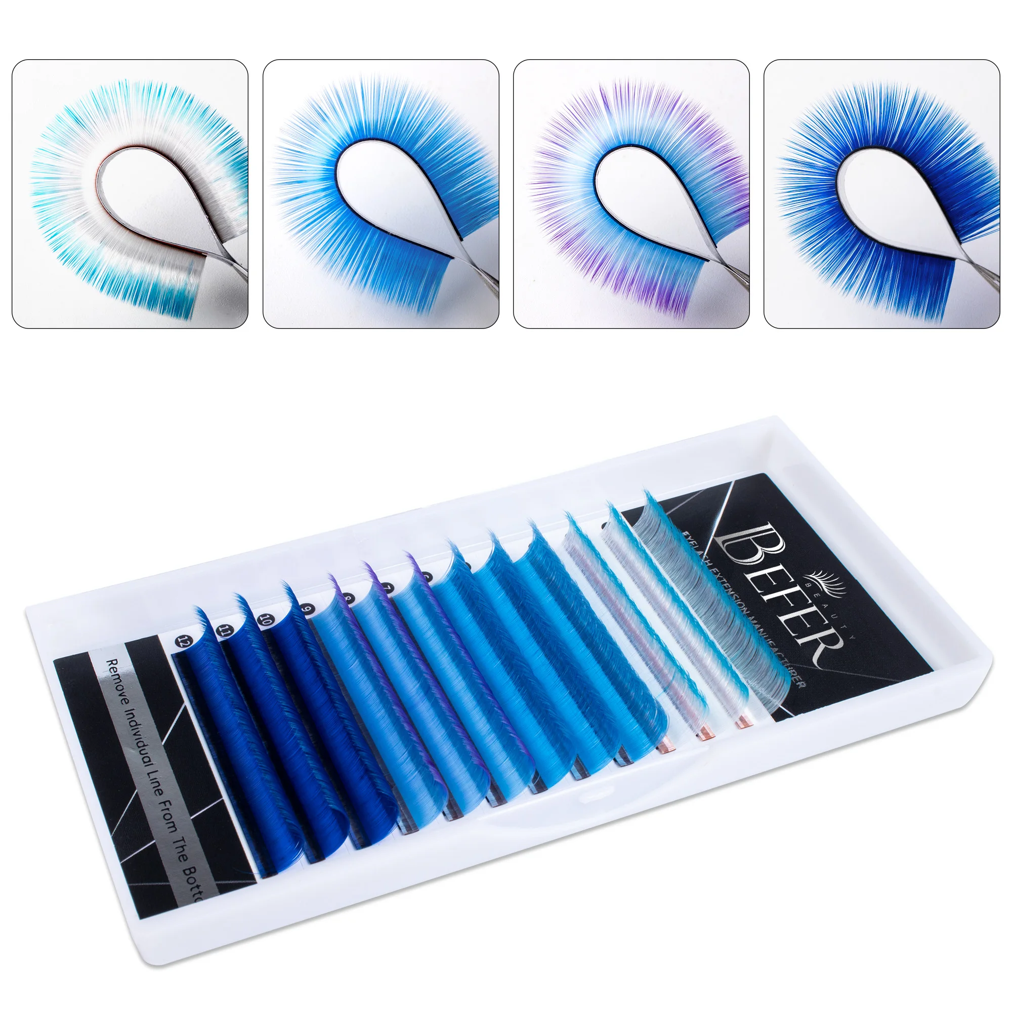 Befer Coloured Easy Fan Cosplay Volume Wimpernverlängerung Hochwertiges PBT Soft Easy Fanning Bloom Wimpern Austomatic Flowering – Detail 11