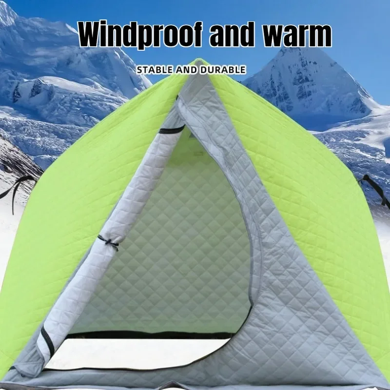 Winter-Ready Single Person Triangle Insulated Tent – Windproof Snow Shelter for Ice Fishing & Snow Camping, Compact Portable