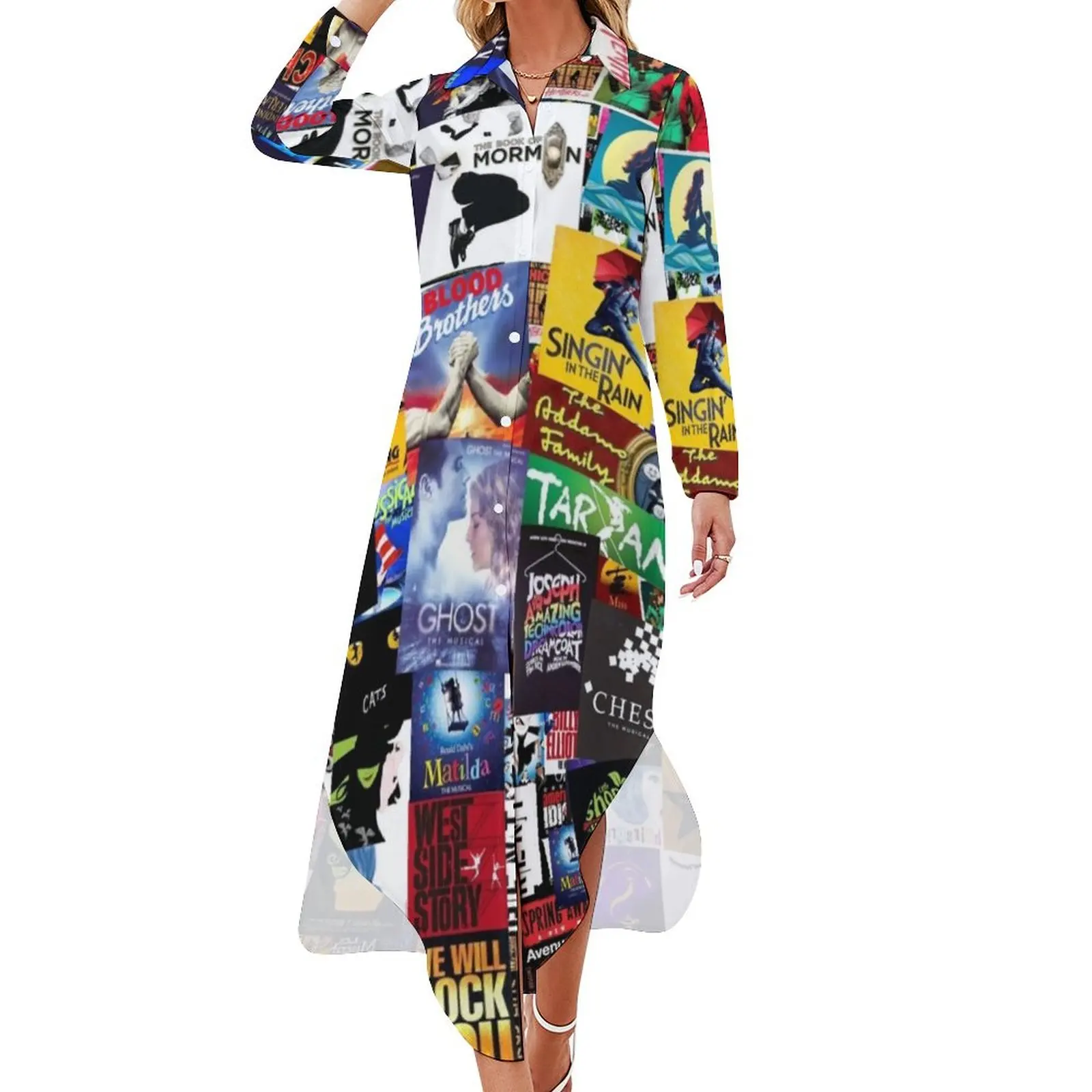 

Musicals Collage IV Original Long Sleeved Shirt Dress dresses summer purple dress ladies dresses for special occasions