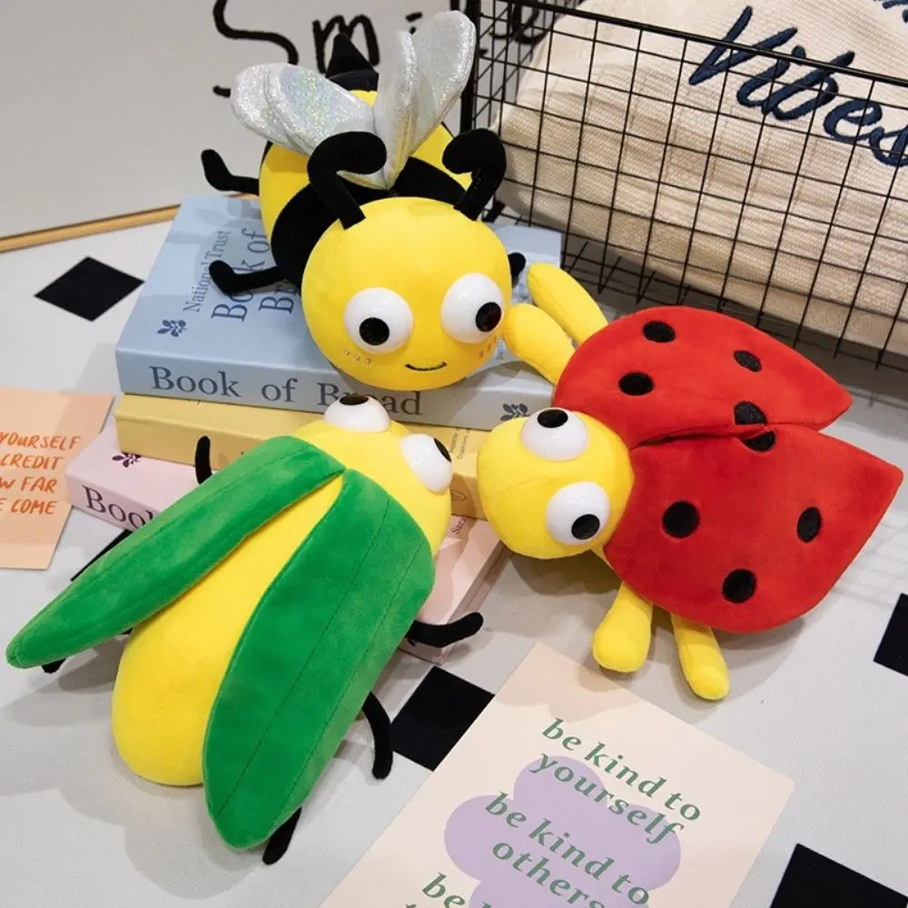

Luminous Glowing Insect Stuffed Toy Soft Comfortable Cartoon Firefly Pillows Skin-friendly LED Light Ladybird Plush Toys