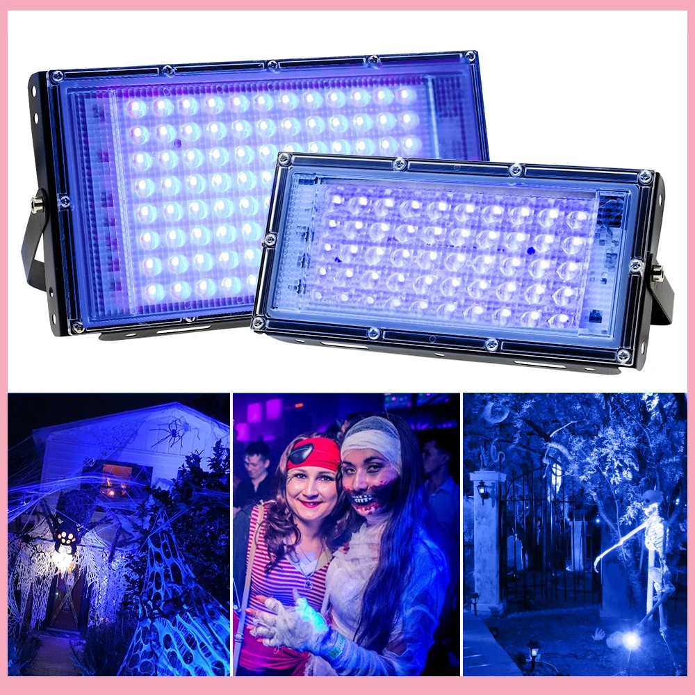 

UV Disco Light 50W 100W 395nm UV LED Floodlight Paints Fluorescent Party Stage Blacklight Projector For Halloween DJ Stage Show