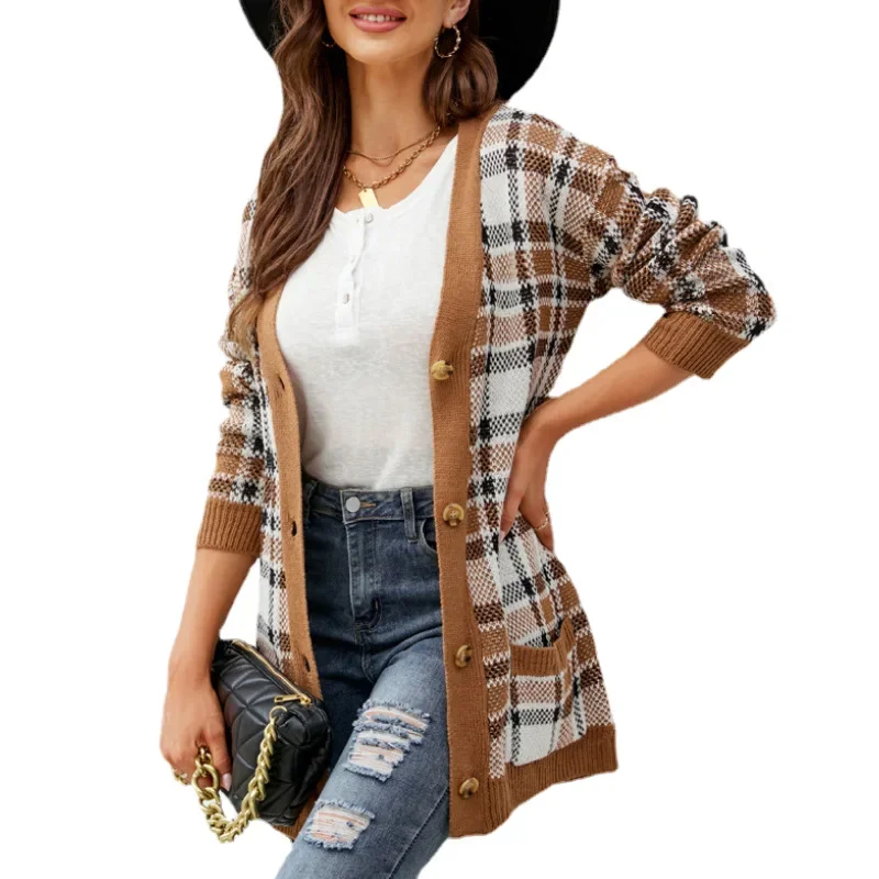 

Long Sleeve Comfortable Soft Material Retro Floral Knit Sweater Jacket Women's Fashionable Open Cardigan Outerwear