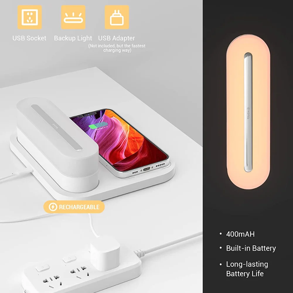 Wireless Charging Desk Lamp Bedside Touch Support for IPhone 11 12 13 Samsung Huawei Xiaomi Quick Charge Bedroom