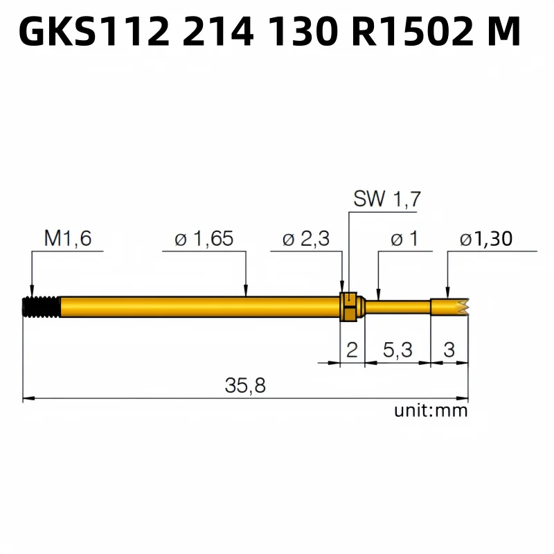 100PCS Screw-in Test Probe GKS112 214 130 R1502 M Sleeve Receptacle KS-112 30 M KS-112 30 M-R KS-112 30 M-T Test Pin Pogo Pin