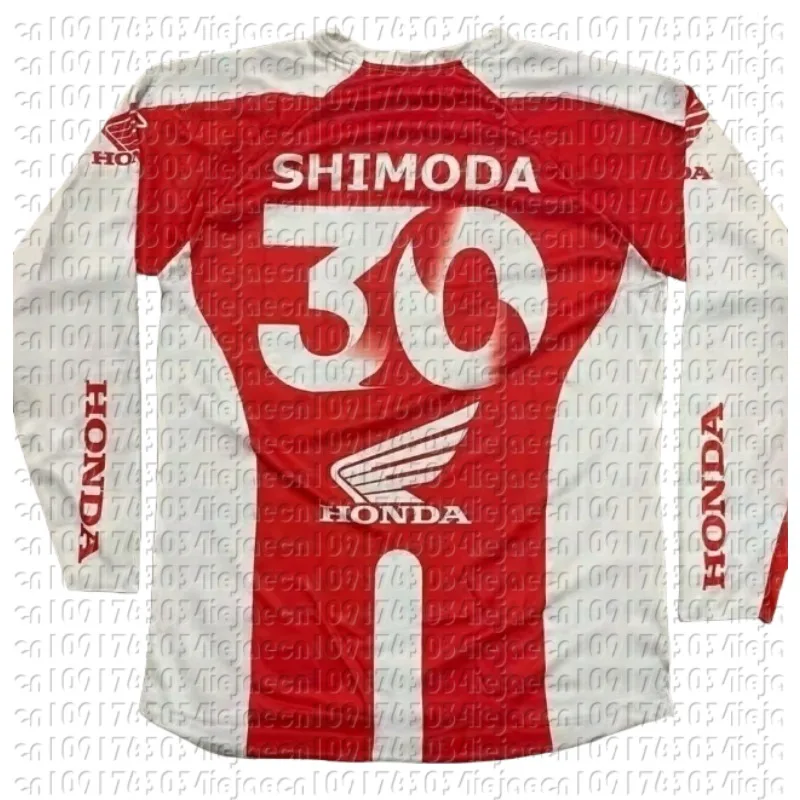 جيرسي دراجة نارية هوندا سريع الجفاف بأكمام طويلة # 30 قميص ركوب قابل للتنفس لسباق الدراجات الترابية الجبلية، معدات يومية مريحة