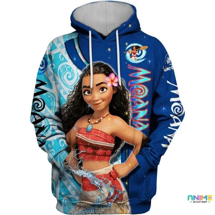 New Disney Boys and Girls Hoodies MINISO Men's Hoodies 3D Printed Cartoon Pullovers Moana Men's Hoodies Oversized Men's Clothing