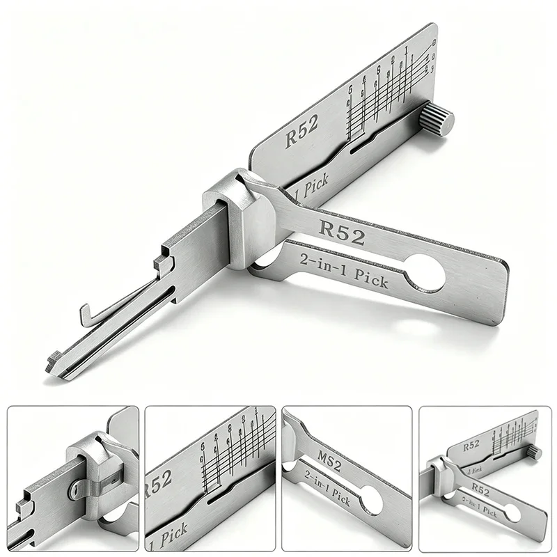 Lishi 2-in-1 R52 R52L Lock Pick Set Professional Locksmith Tool for Mexico Phillip Civil Locks, Key Decoder & Opener Compatible