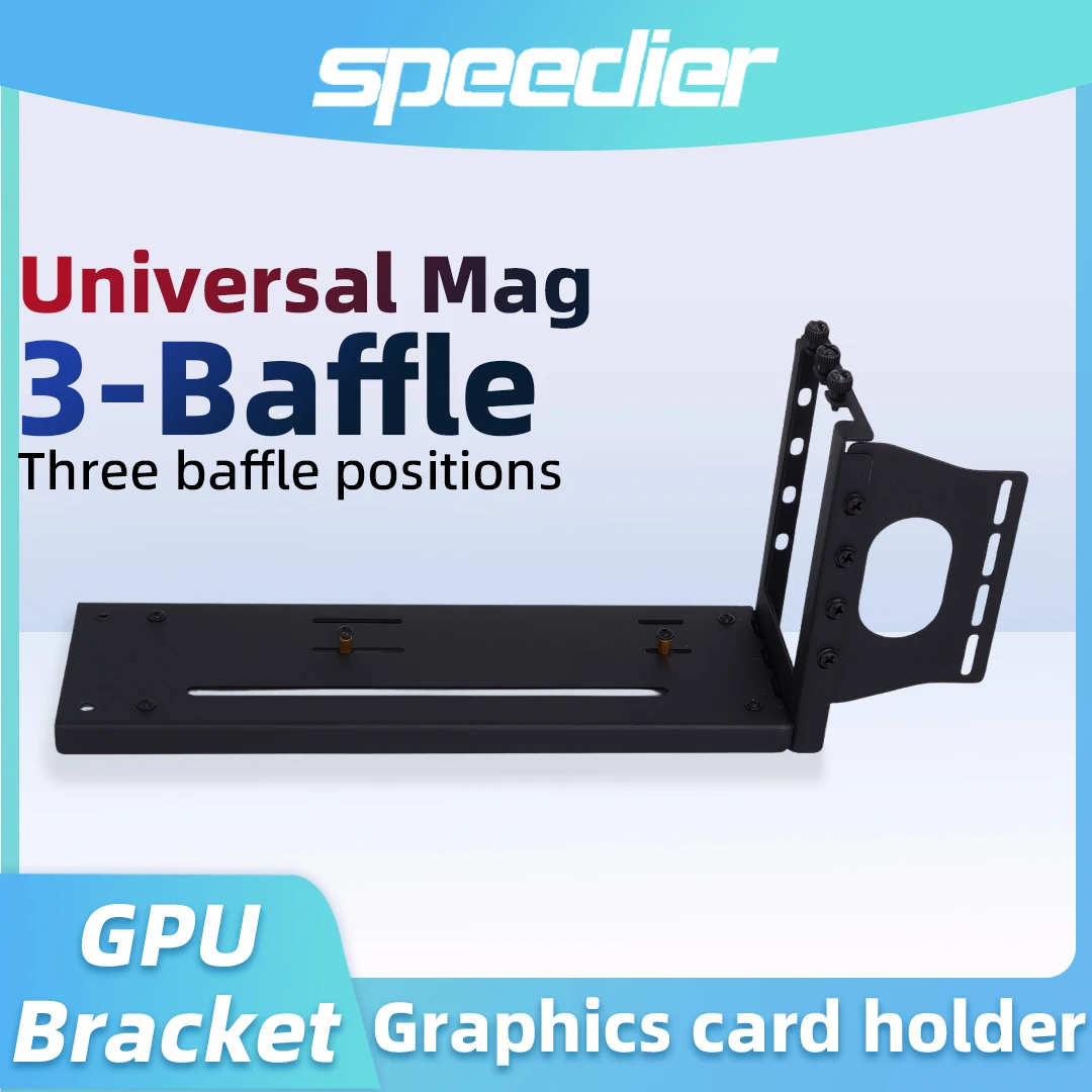 

Metal Vertical Graphics Card GPU Support Bracket, 3-Level Adjustable, Black White, for External & Internal Mounting PC Case