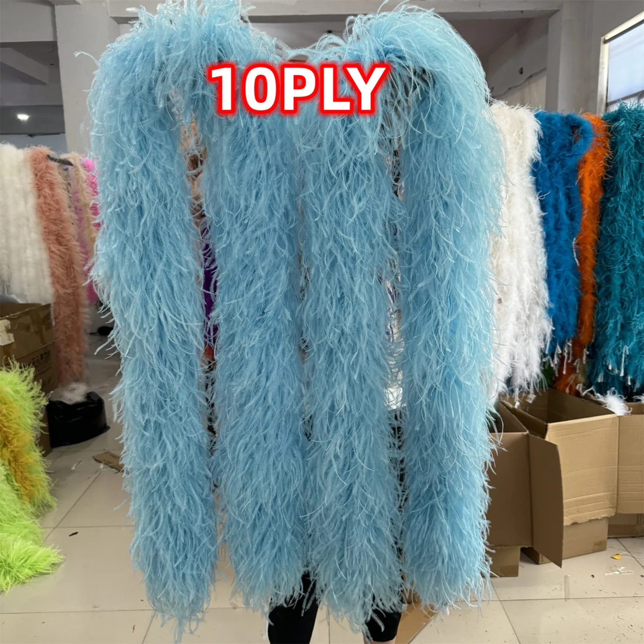 2Meters Fluffy Ostrich Feathers Boa 1Ply to 20Ply Thick High Quality Feathers Shawl for Wedding Dress Decor Customized DIY Scarf