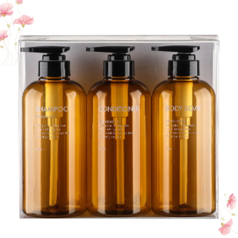 ขวดปั๊มสีน้ำตาลขนาด 500 มล. 3 ชิ้น ความจุขนาดใหญ่ ใช้ซ้ำได้ สำหรับใส่โลชั่น อิมัลชั่น เหมาะสำหรับการเดินทาง ใช้ในบ้าน ตั้งแคมป์ หรือแบ่งบรรจุ