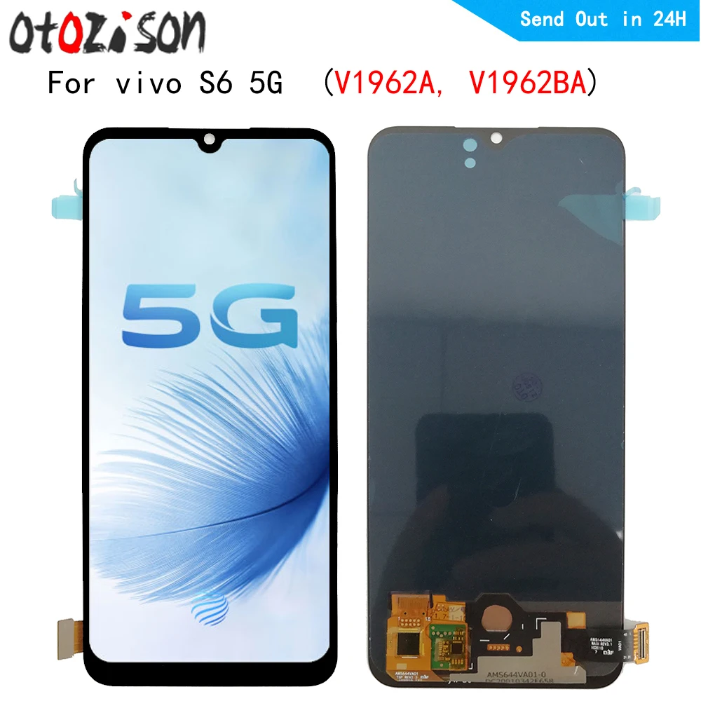 

6.44" AMOLED LCDs For vivo S6 5G V1962A, V1962BA LCD Display Touch panel Screen sensor Digitizer module With Frame Assembly