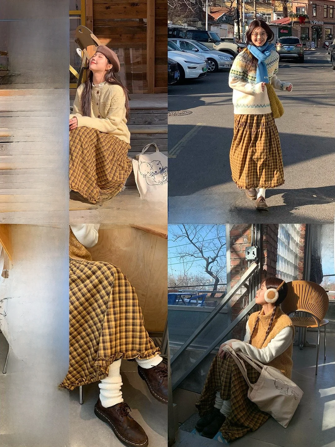 

Ретро юбка А-силуэта в горошек для женщин, корейский стиль, с завышенной талией, скрывающая бедра, стройнящая, для зимы, повседневная, для работы и учебы