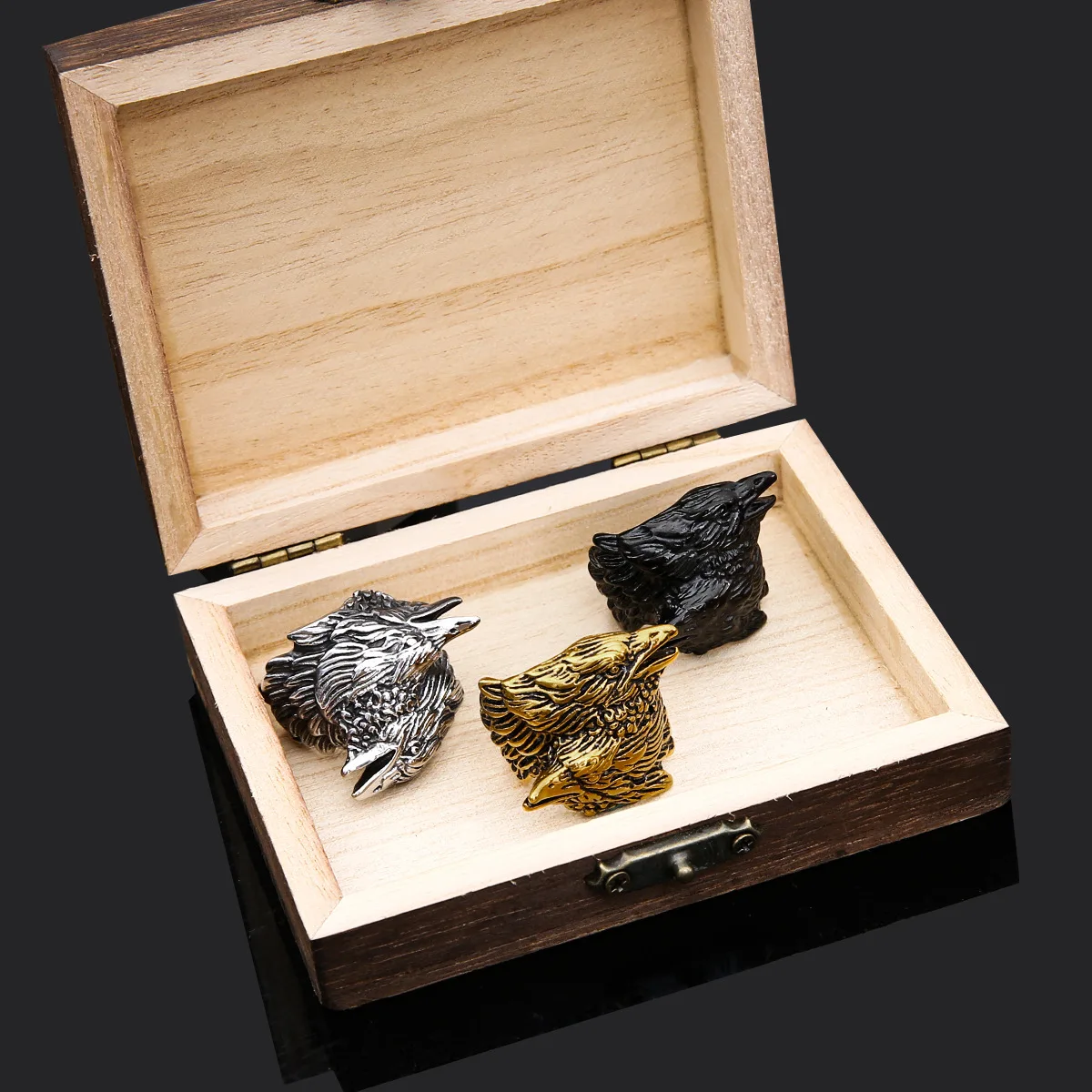 

Viking Thor Hammer Wolf Head Men's Vintage Rune Stainless Steel Rings Size 8-12