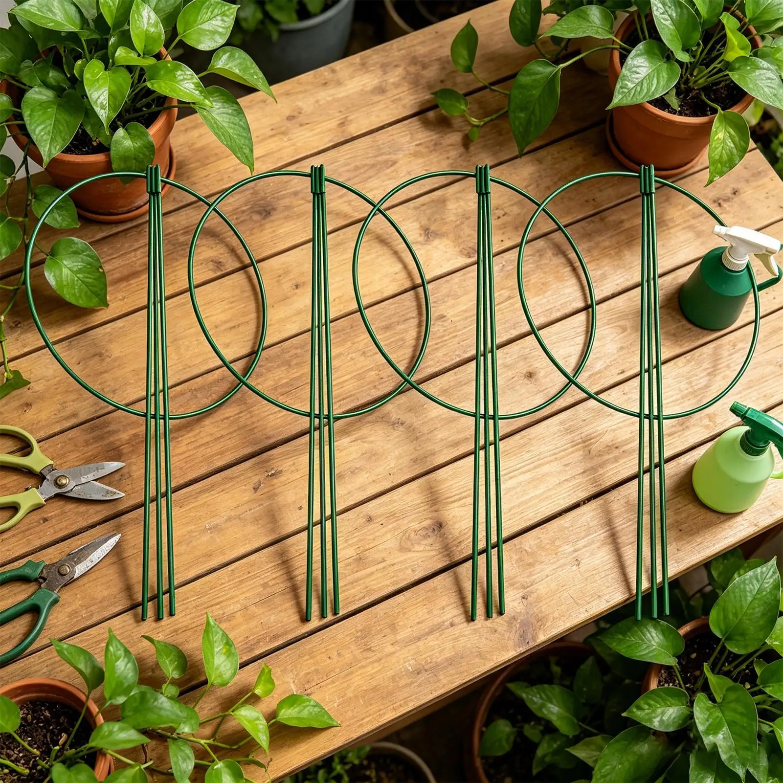 Peony Cages And Supports 4 Pieces 3-Leg Metal Weatherproof Stakes Peony Supports For Outdoor Plants For Rose Orchid Flower
