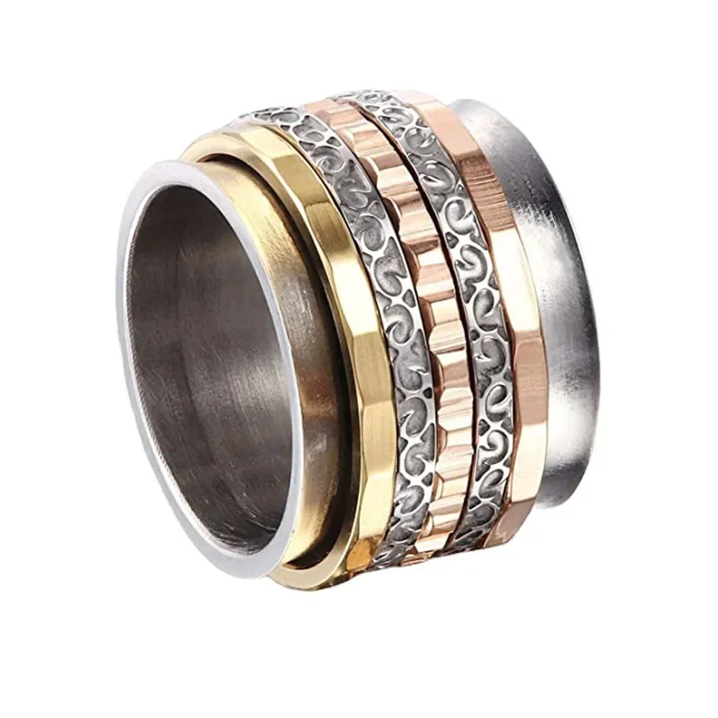 Anti Stress Anxiety Ring Retro Multi-layered Rotating Ring for Women Decompression Ring Personality Jewelry Accessories