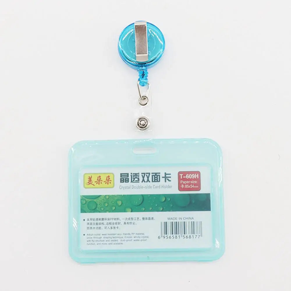 With Keychains Work ID Card With Chain Bus Card Holder Credit Cards Protector Transparent Card Cover Student Card Sleeves