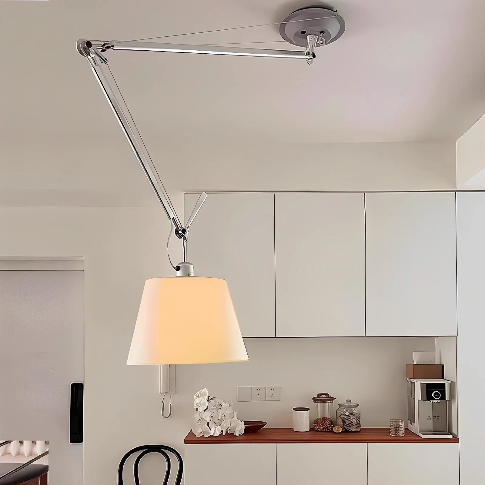Nordic Style Adjustable Swing Arm Pendant Lamp for Dining Room Bedroom Study Foldable Extendable Design Hanging Light