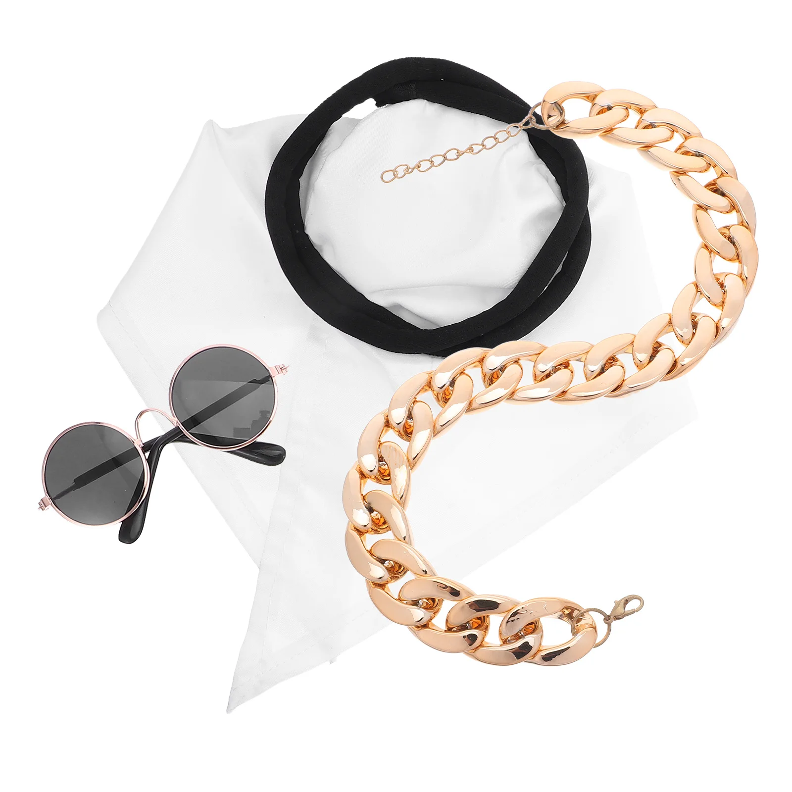 

1Set Arabian Pet Costume Small Dog Cat Breathable Headscarf Sunglasses Necklace Dubai Saudi Cosplay Outfit Pet Cosplay Suit