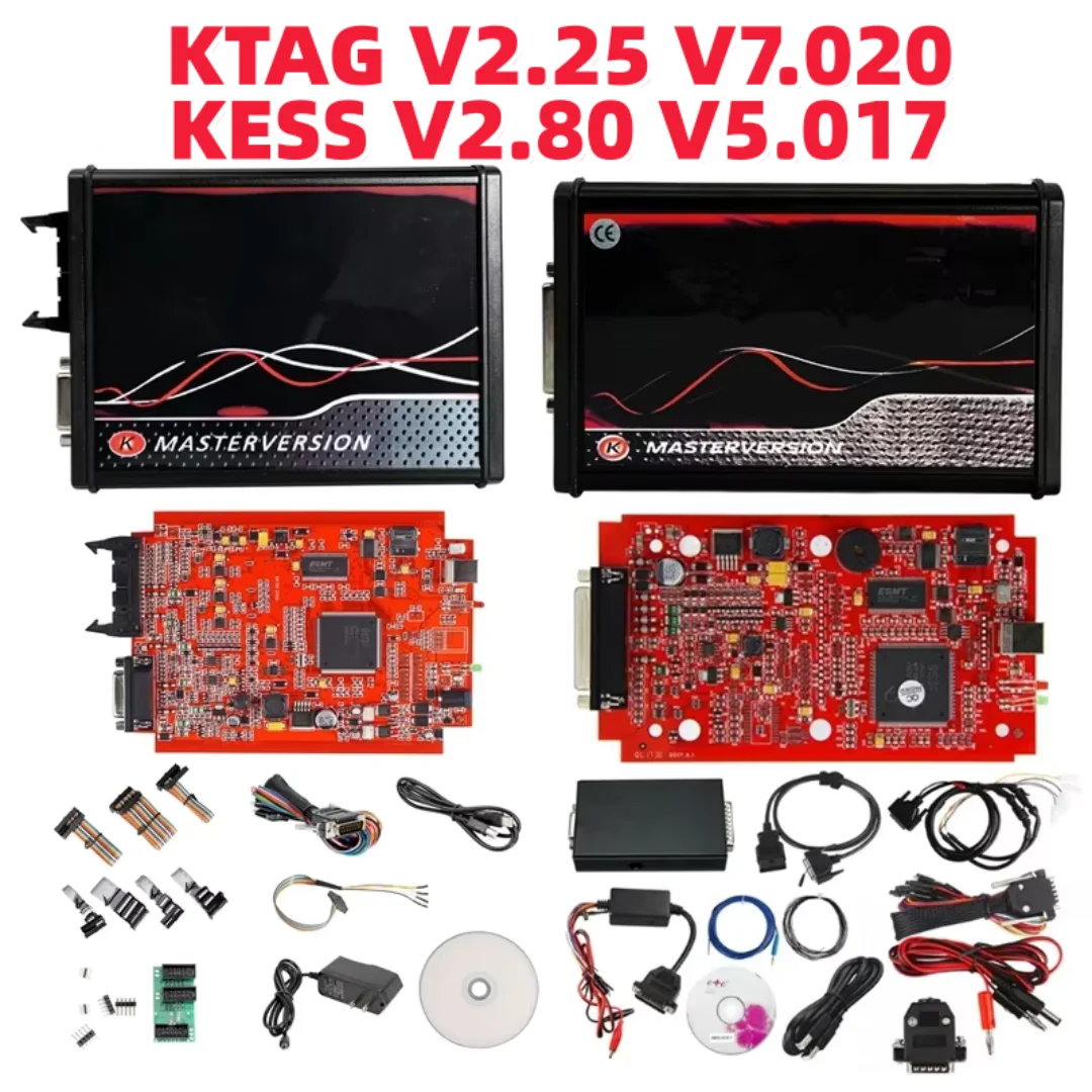 لا توجد رموز محدودة KESS SW V2.80 V5.017 إصدار الاتحاد الأوروبي الإصدار عبر الإنترنت KTAG V2.25 V7.020 4LED أحمر PCB kess V2 5.017 أحمر ktag 7.020