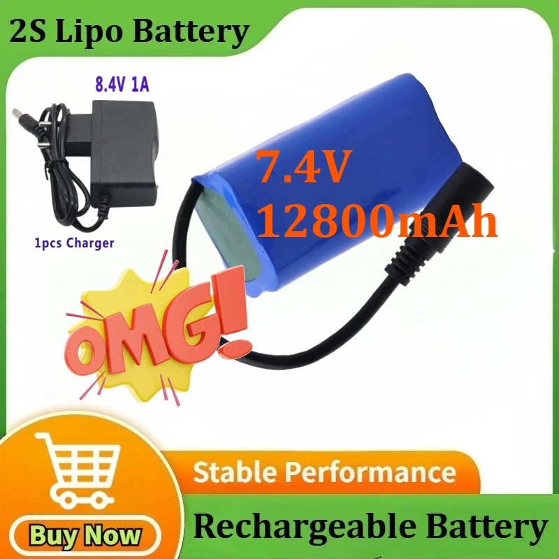 

Lipo Battery 7.4V 12800mAh 2S for T188 T888 2011-5 Remote Control Fish Finder Fishing Bait Boat Spare Parts RC Toys Accessories