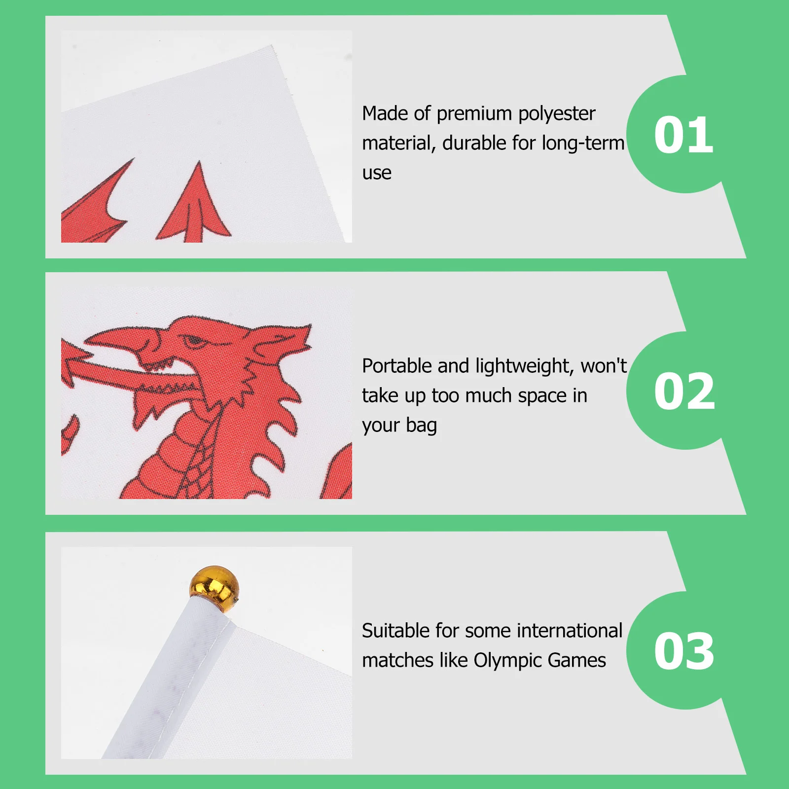 Bandiere per agitare le mani da 20 pezzi 14x21 cm Poliestere premium Portatile Squisita fattura Piccolo sfilata