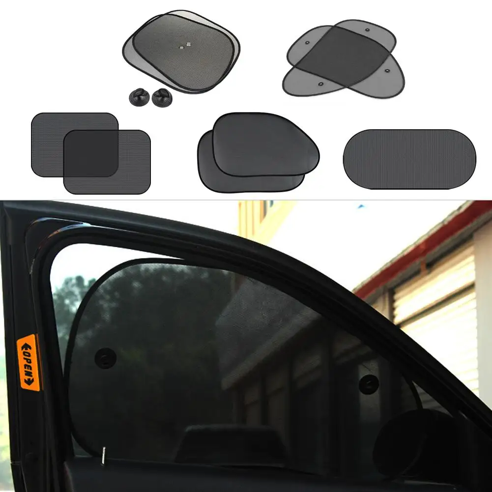 Car Rear Window Sun UV Sun Cover Car Sunshade Mesh Curtains Sunshade Blocker Black UV Sun Shades For Front Side And Rear Wi Q3V1