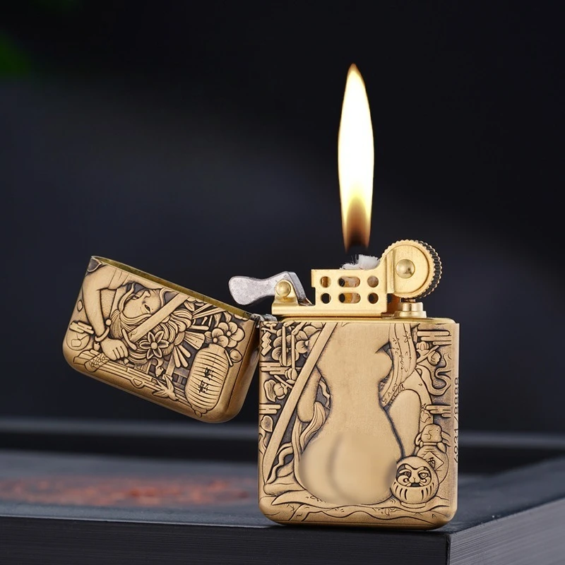 

2026 New Zorro Double-sided Carved Upgraded Third-generation Brass Liner High-quality Grinding Wheel Kerosine Lighter
