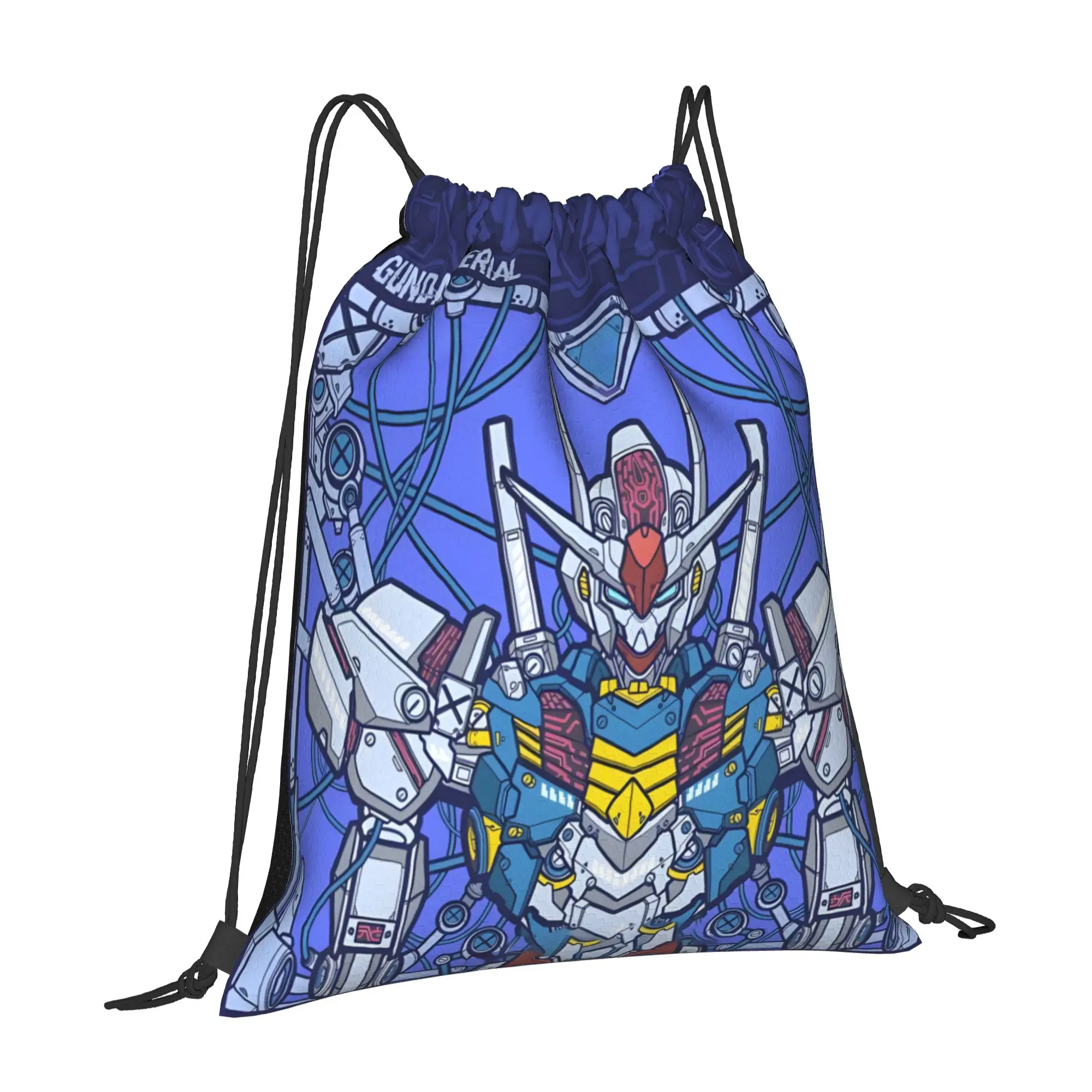 1 pc Aerial Gundam the Witch from Mercury Anime  Kawaii Drawstring Bags Sports Shoe Clothes Storage Multi-function Teen Portable