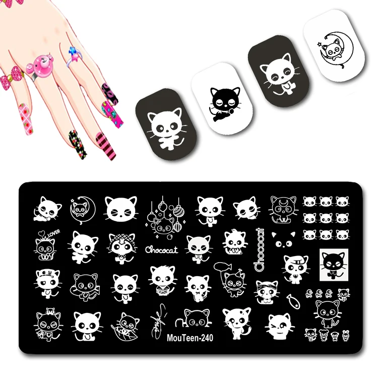 Disney New Cute Cat Nail Stamping Plate Round Eyed Cat Nail Stamp Plate Famous Cartoon Nail Art Stamp#240