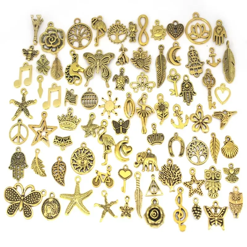 30Pcs/Lot Vintage Charms Tibetan Silver Random Mixed Alloy Charms Pendants for Bracelet DIY Jewelry Making Accessories