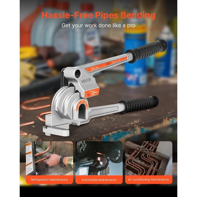 3 in 1 Lever Pipe Tube Bender for 1/4", 3/8", 1/2" O.D. 0-180° Bending