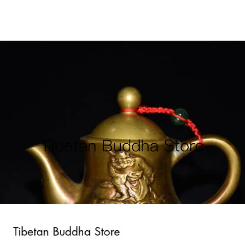 Pure copper gold-plated handcrafted Zhong Kui end handle wine pot decoration