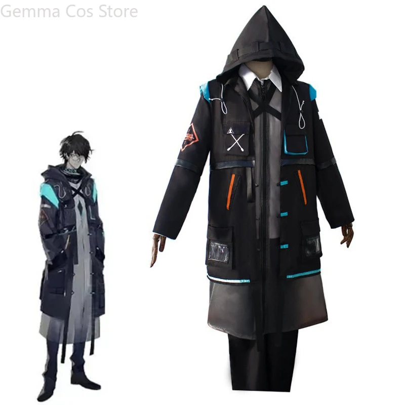 

Game Arknights Doctor Cosplay Costume Hooded Trench Coat Top Men Rhodes Island Uniform Accessory Halloween Woman Suit Adult Man