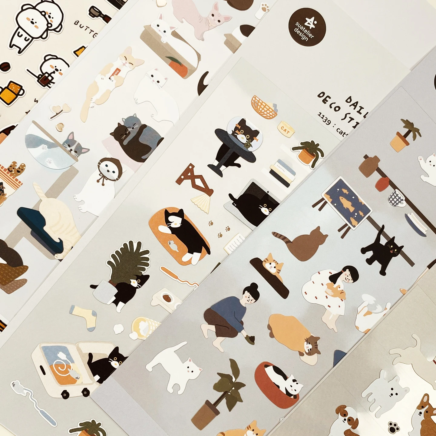 Korean Suatelier Collection Cute Pet Puppy Cats Home Daily Stickers DIY Scrapbooking Journey Diary Stationery Stickers Supplies