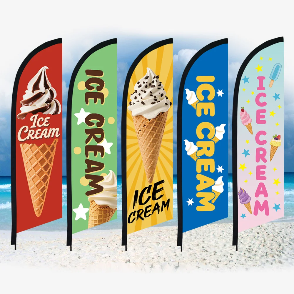 ICE CREAM Feather Flag Beach Banner Only Swooper Without Pole Kit Can Be Customized For Events Advertising & Outdoor Decor