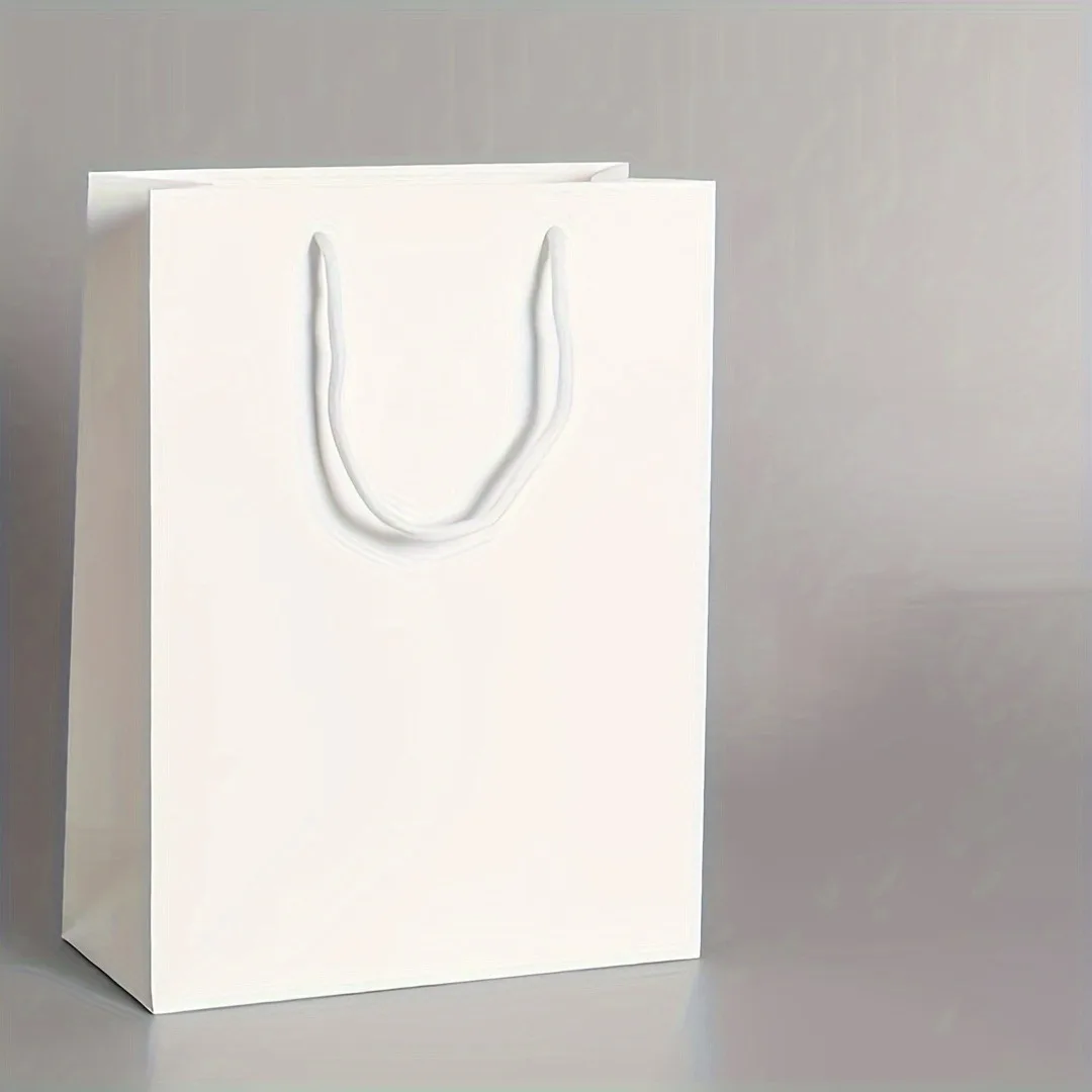 5 peças (marrom/branco/preto) sacos de presente de papel kraft com alças, sacos de transporte de compras duráveis para festa de casamento embalagem de presente de varejo
