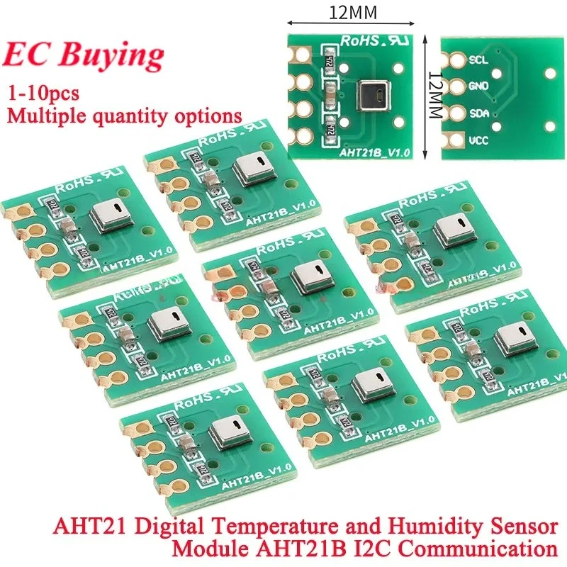 1-10Pcs AHT21 AHT21B High Precision Digital Temperature and Humidity Sensor Module I2C Communication Replace SHT20 For Arduino
