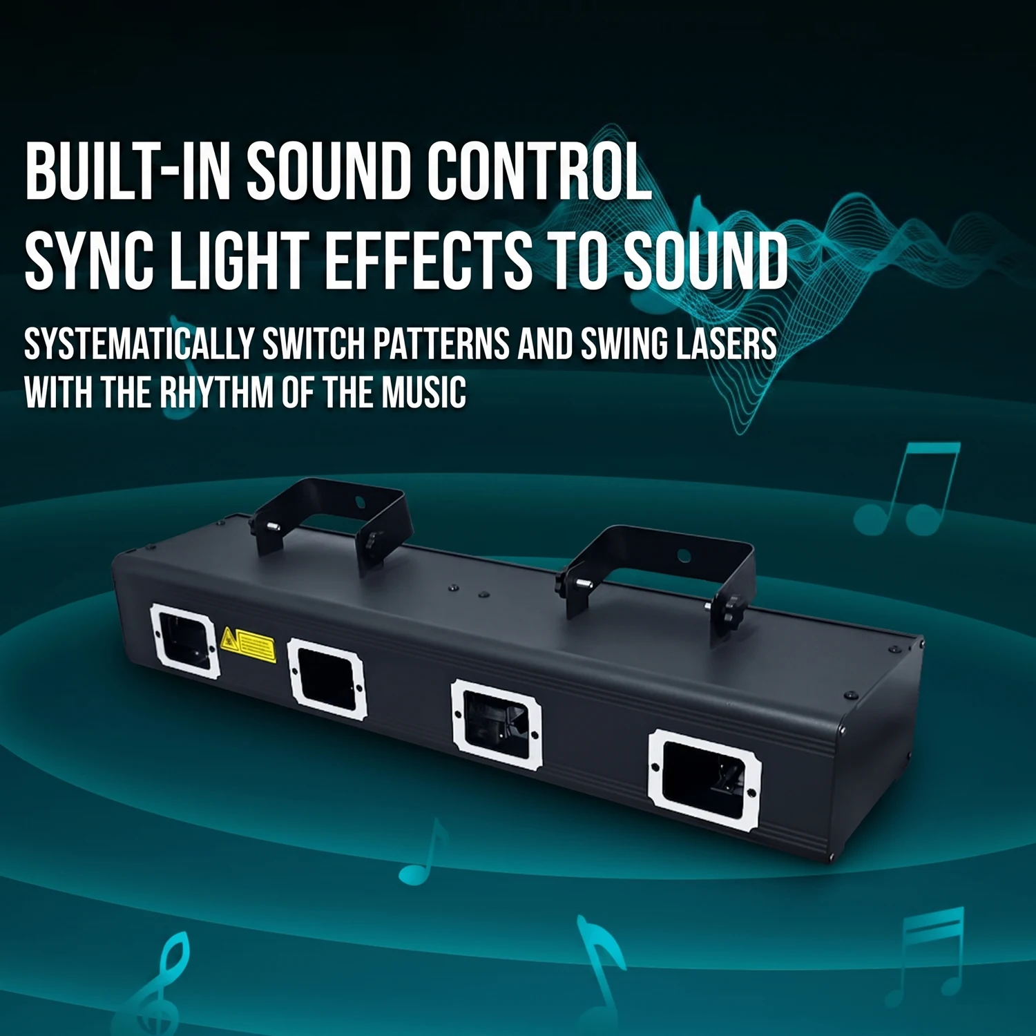 50W 4-Head Full Color Laser Light DMX512 Sound Activated Scanning Laser Projector with 25 Patterns for Disco Party Stage Show