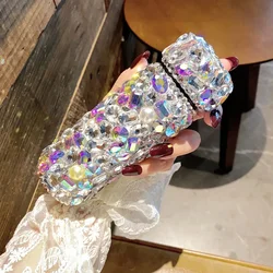 Diamond Thermos Bottle Rhinestone Insulated Vacuum Cup Mini Double Wall Stainless Steel Water Bottle Drinking Tumbler Women Gift
