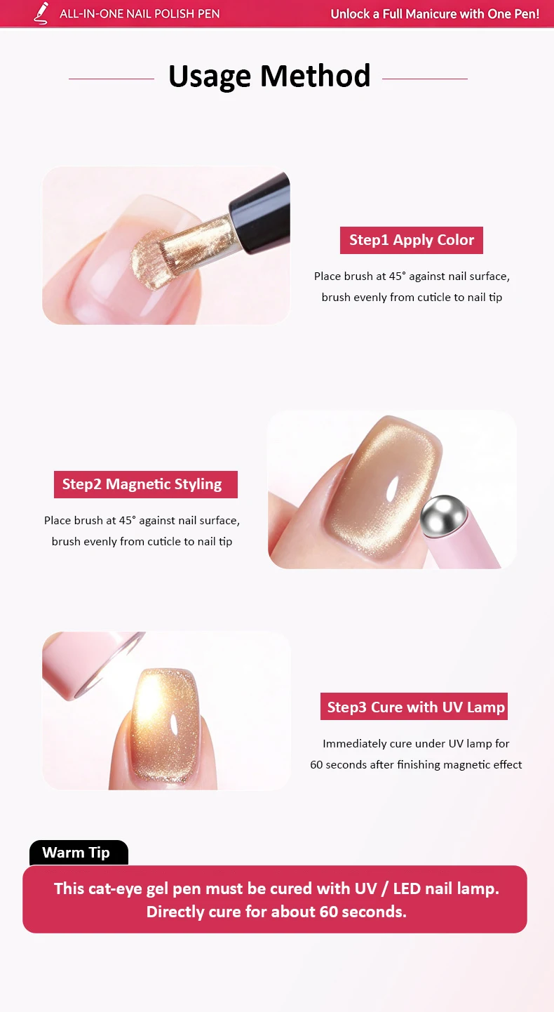 Sechs-in-Eins Nagellackstift – Einfache Anwendung von Gel-Lack, kein Unter-/Überlack erforderlich, schnelles Maniküre-Set, reisefreundlich und sauber in der Anwendung. – Detail 10