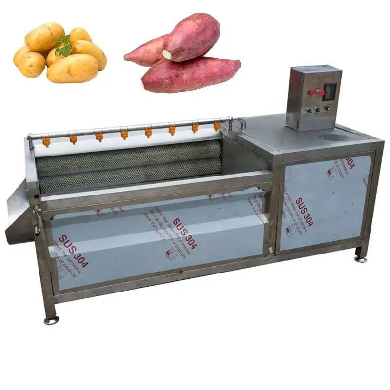 Automatic Brush Roller Root Vegetable Washer Peeler Potato Taro Carrot Radish Ginger Washing and Peeling Machine