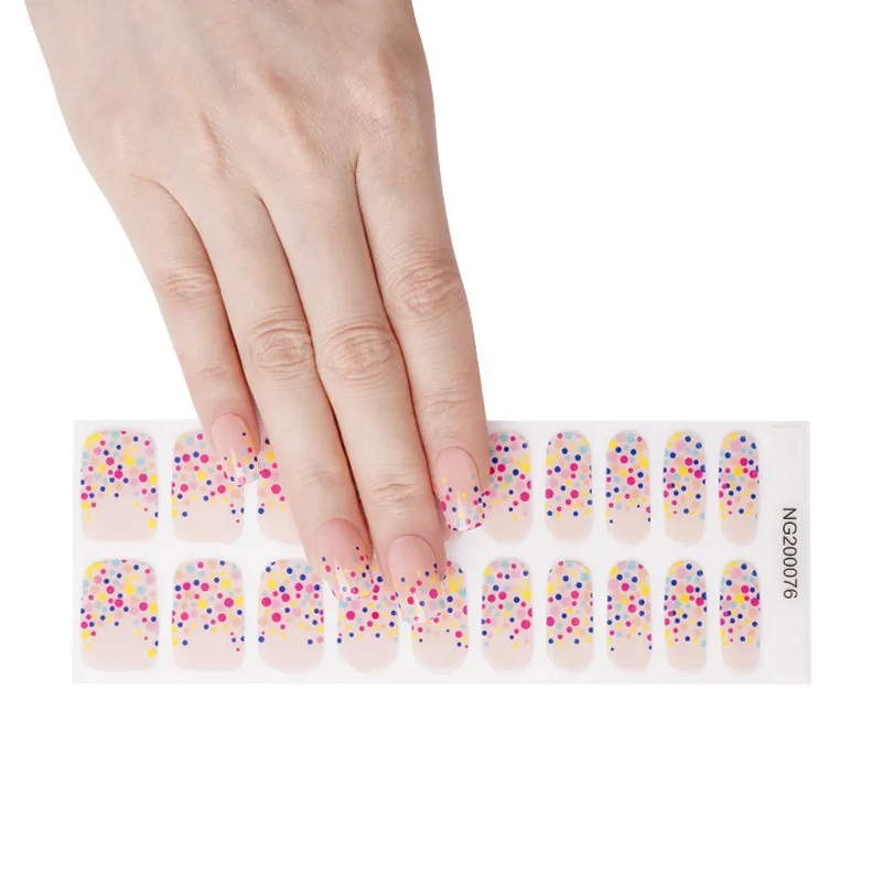 20 Strips Semi-Cured Gel Nail Stickers Waterdichte Semi-Gebakken Full-Cover Nagel Decals Uv Led Lamp Nodig Nail Art Decoratie